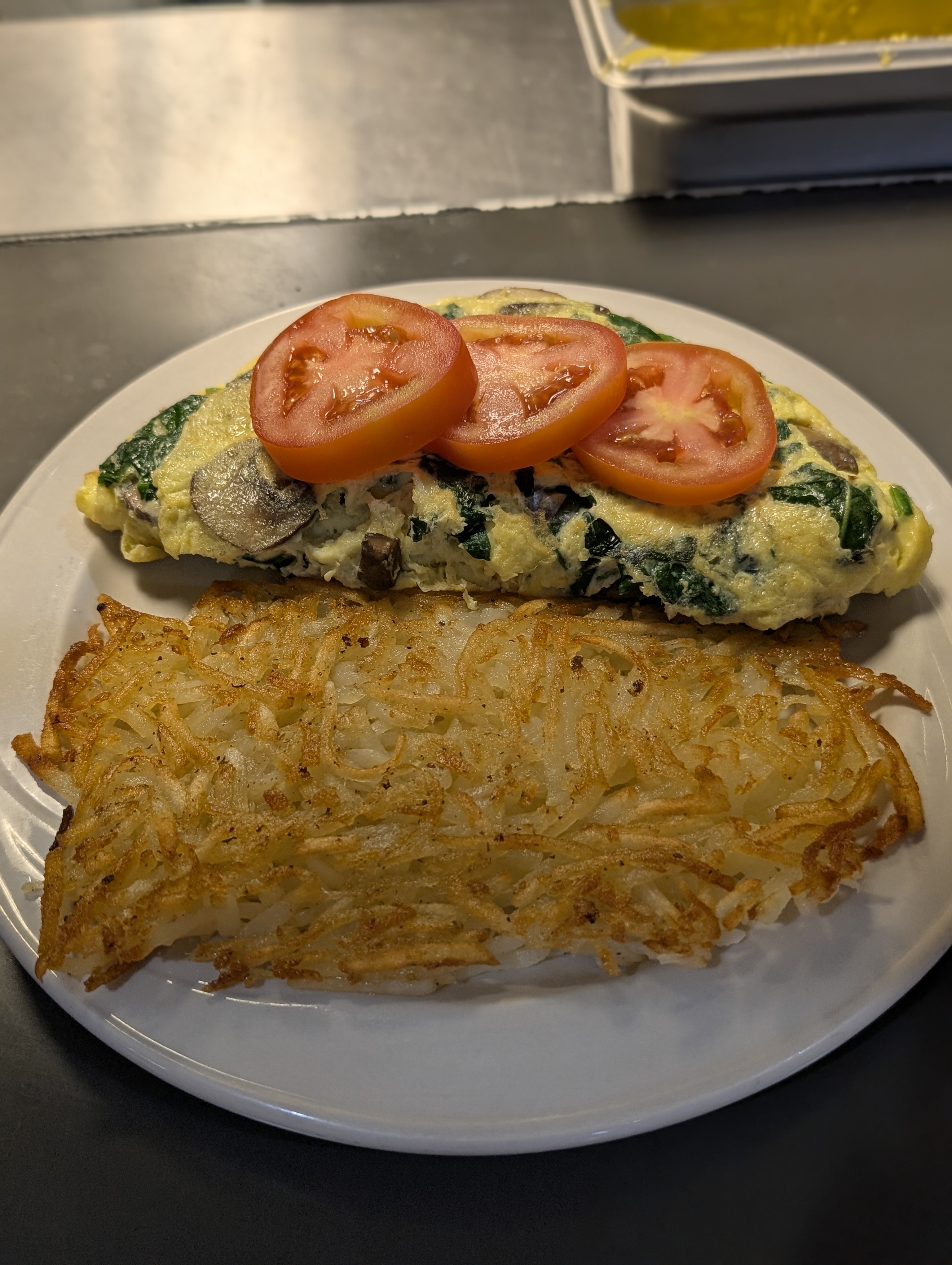 Florentine omelet with spinach and mushrooms
