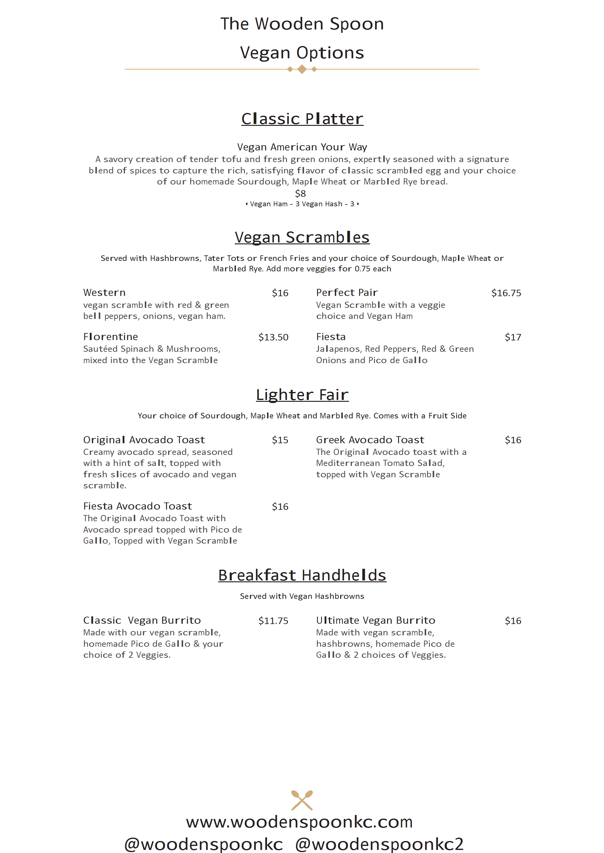 Vegan Menu