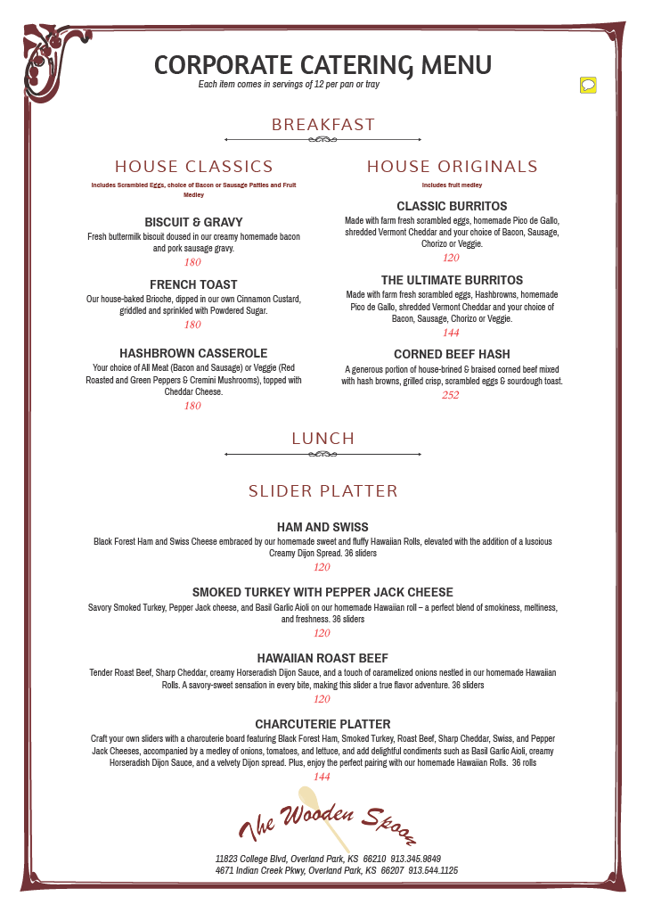 Catering Menu